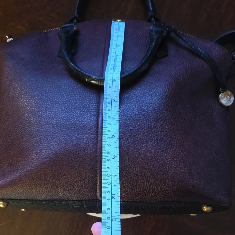 Brahmin Brown Pebbled Leather Satchel with Black Handles - Picture 11 of 16